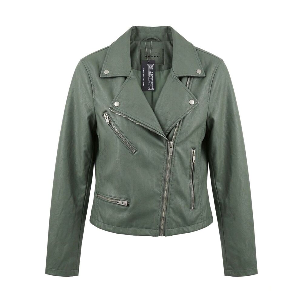 Blanknyc Women's Size XL Sage Vegan Leather Cropped Moto Jacket